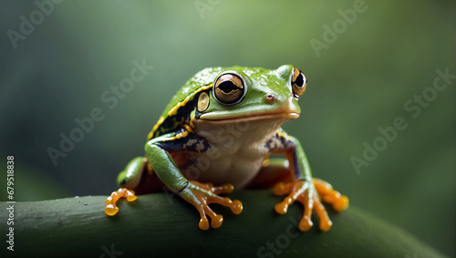 Frog on a leaf close up
