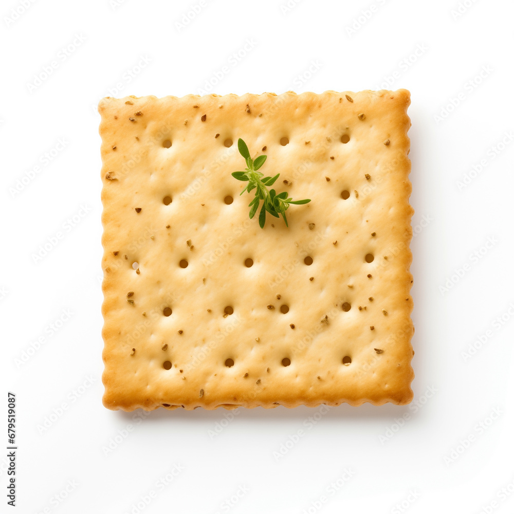 Cracker biscuit top view picture white background