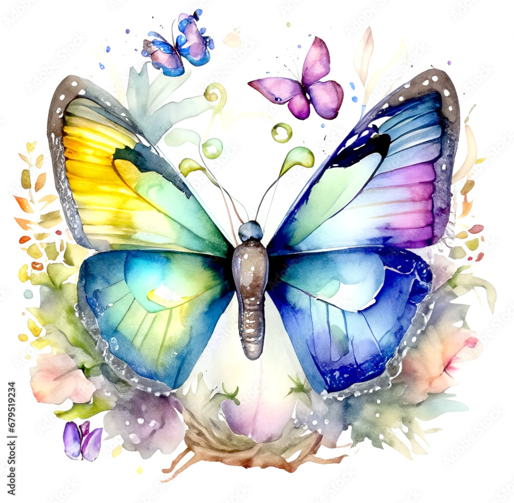 Kolorowy motyl ilustracja - obrazy, fototapety, plakaty 