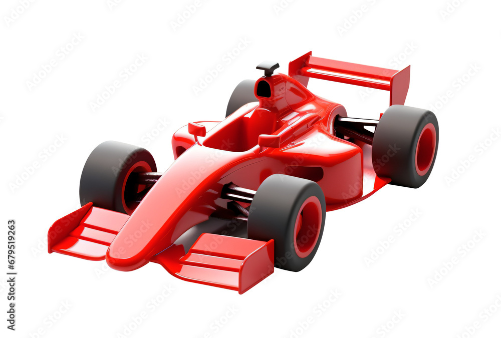 Cute red color racing car 3D illustration icon. Transparent background. - Generative AI
