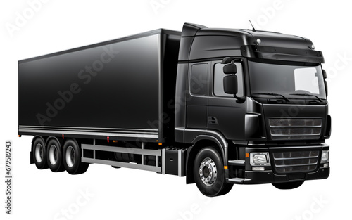 Black cargo truck. Transparent background. - Generative AI