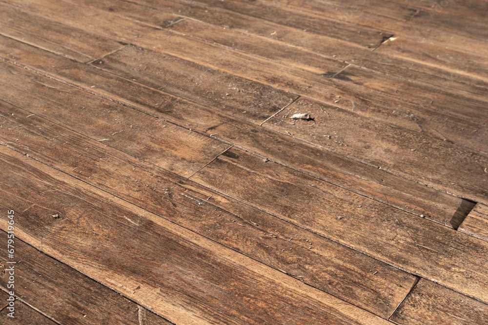 Fototapeta premium Old and worn wooden flooring.