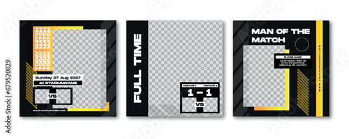 Sport social media post template , Football Match day , Full time , Next match	