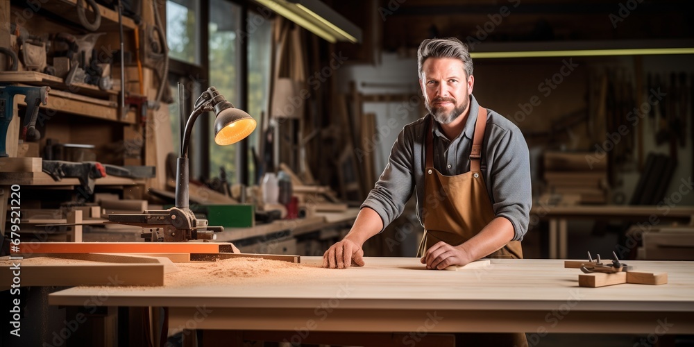 Portrait of a male carpenter in a workshop Portrait of a male carpenter in a workshop