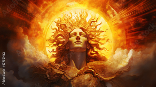 Helios sun god illustration photo