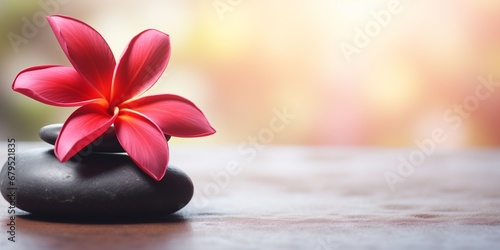 spa still life with rocks and flowers