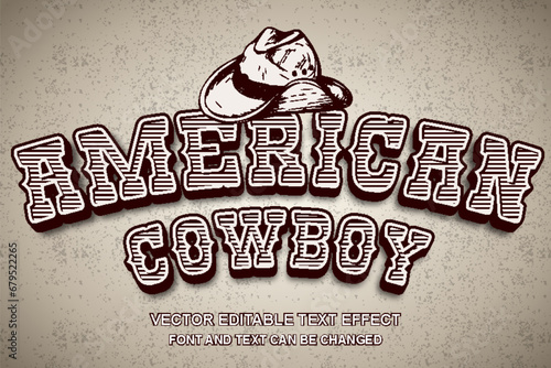 american cowboy wild western vintage typography editable text effect grunge texture style template design
