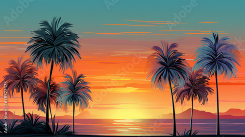 sunset on the beach HD 8K wallpaper Stock Photographic Image  © AA