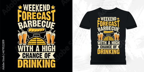 Beer Funny Barbecue Lover Retro Vintage BBQ Smoking T-shirt Design