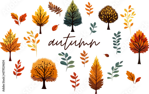 Color set of autumn elements