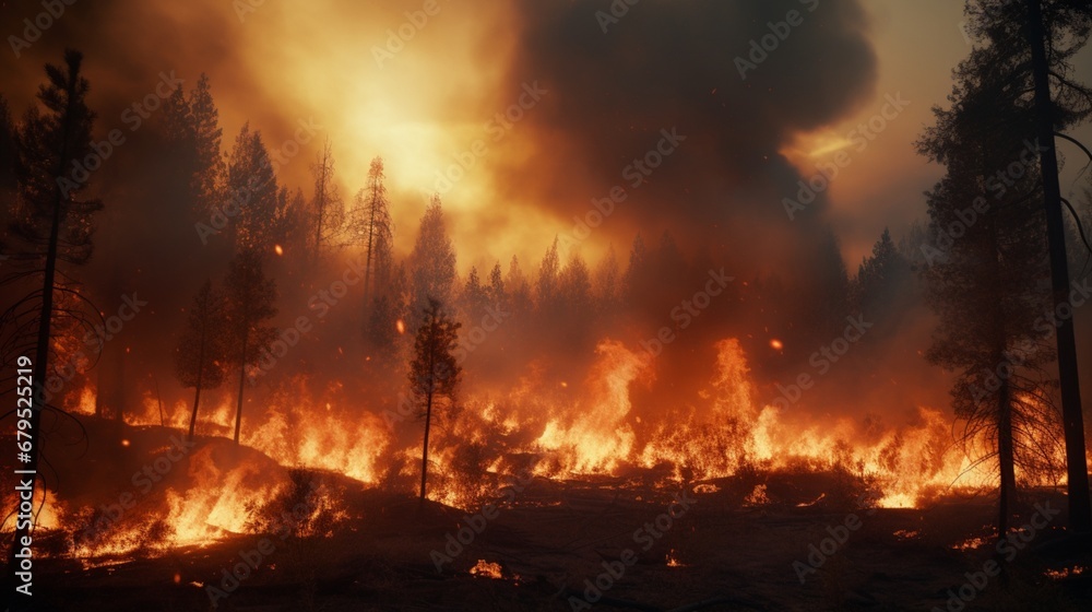 In a simulated wilderness, wildfires endanger the ecosystem, necessitating advanced containment measures