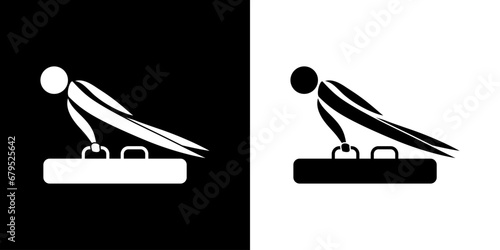 Pictogrammes représentant un gymnaste pratiquant le cheval d'arçons, une des disciplines des compétitions de la gymnastique artistique catégorie homme.