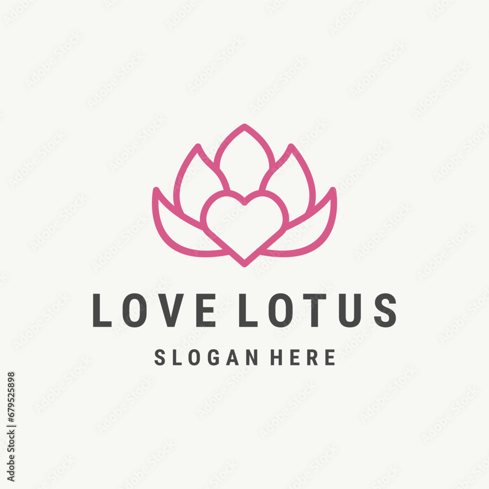 love lotus logo icon design template flat vector