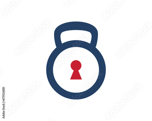 Gym kettle bell with key hole vector logo