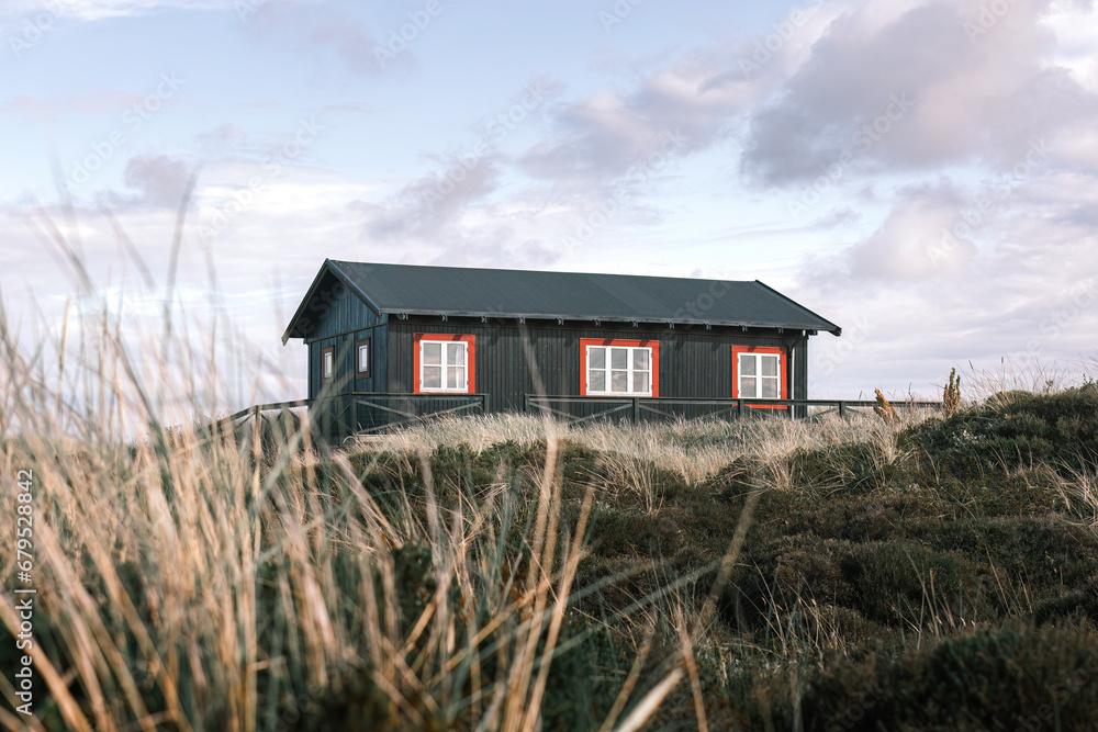 wooden house on the Baltic sea coast in Denmark