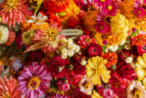 Giant colorful summer bouquet of flowers