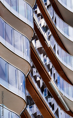 reflections on the wave-shaped balconies