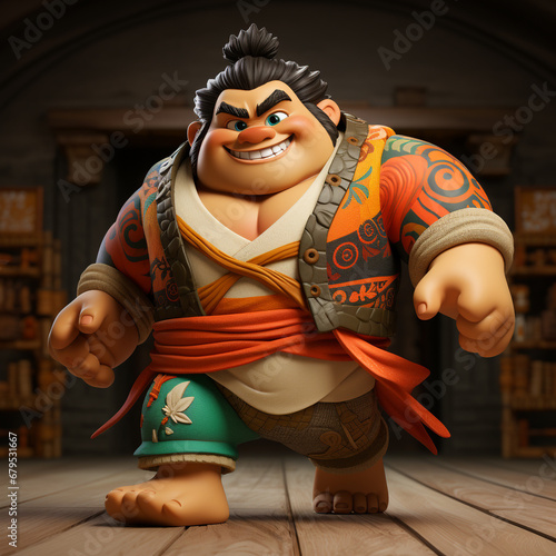 3D cartoon of a sumo wrestler photo