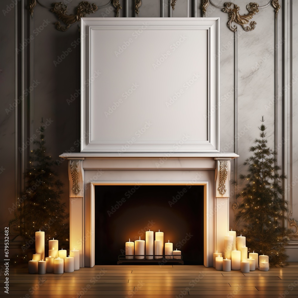 picture of beautiful room empty frame - Mockup, Generative AI picture of beautiful room empty frame - Mockup, Generative AI