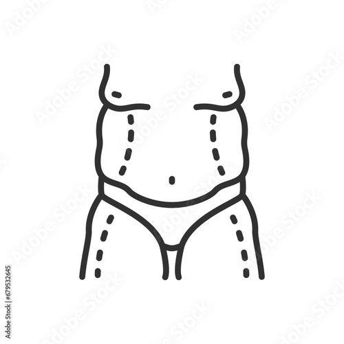 Surgery to remove excess weight, linear icon. Line with editable stroke