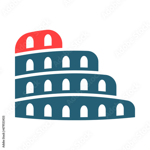 Colosseum Glyph Two Color Icon Design