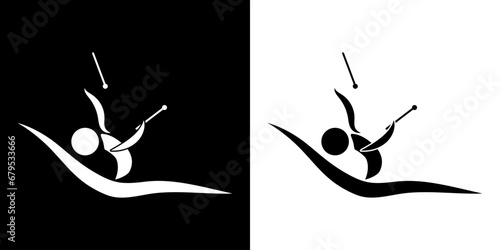 Pictogrammes représentant une gymnaste réalisant des figures artistiques avec des massues, une des disciplines des compétitions de la gymnastique rythmique. photo