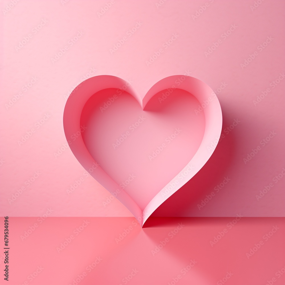 a large pink heart shaped hole in the pink paper on a pink background, close-up shots, whimsical animation, calculateda piece of paper with a pink heart in a white and pink background