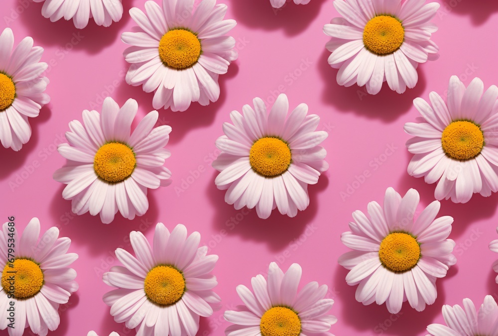 a pattern of daisy hotdogs on a pink background, lo-fi aesthetics, stereoscopic, focus stacking a pattern of daisy hotdogs on a pink background, lo-fi aesthetics, stereoscopic, focus stacking