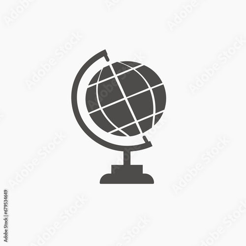 World globe with stand icon vector isolated. School Earth map symbol sign