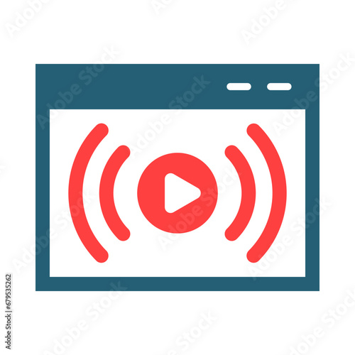 Livestream Glyph Two Color Icon Design