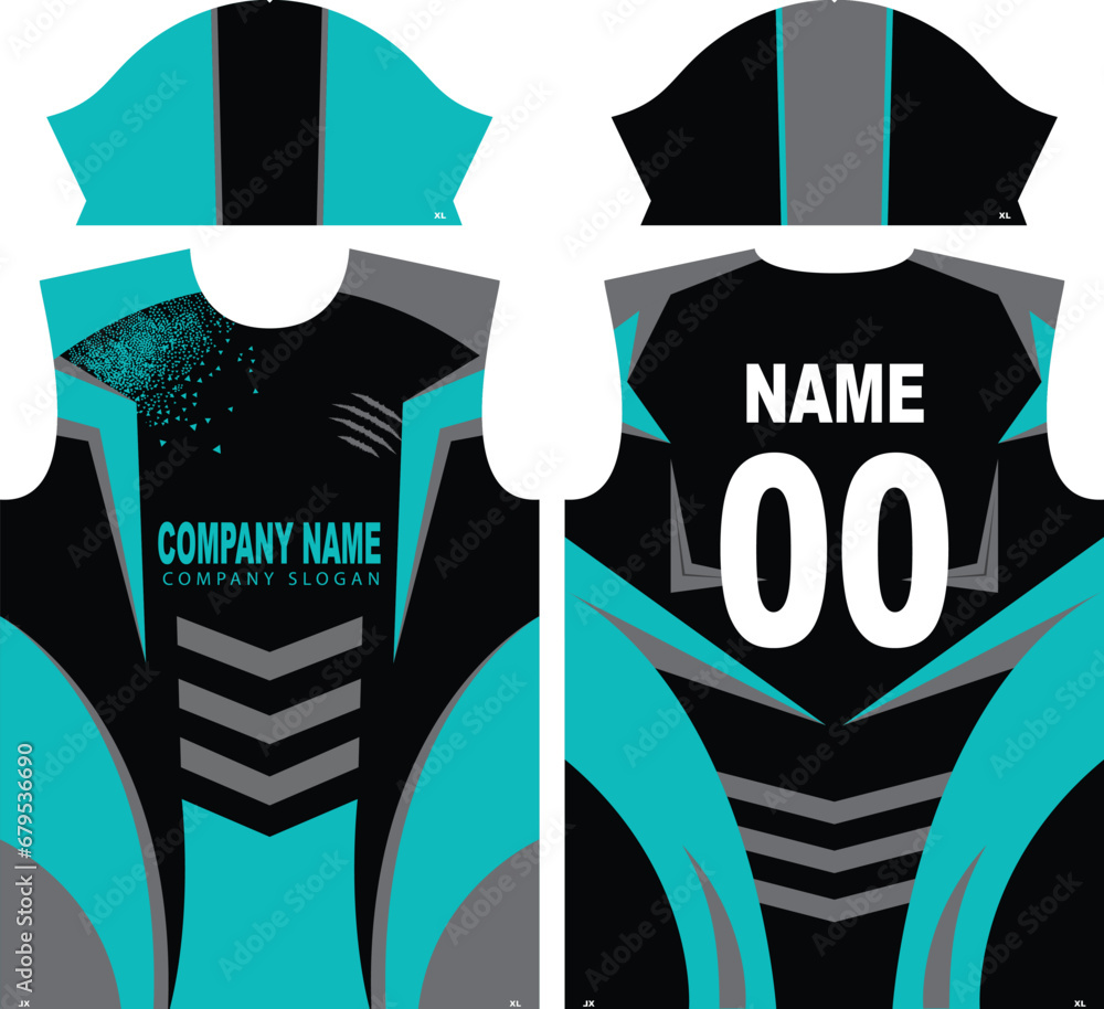 Fototapeta premium Football Jersey Design, Black Light blue
