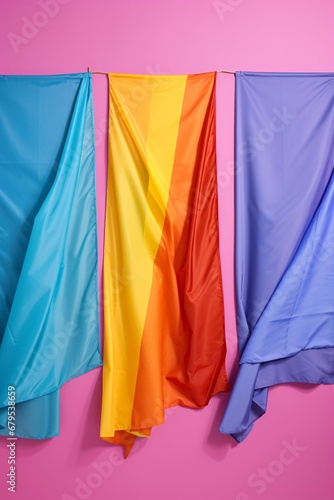 four rainbow flags on a pink background a large-scale genderless caravaggesque