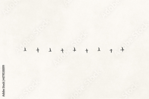 Illustration of flight steps progress of a migratory bird Fototapet