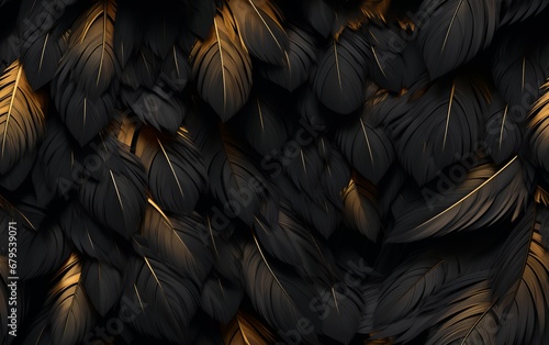 Beautiful Black Feathers Background © Harry