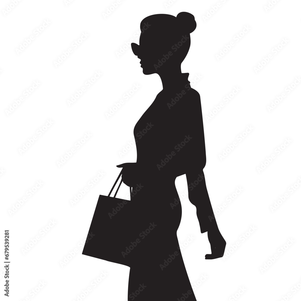 woman with bag silhouette. Vector woman with bag silhouette. Vector