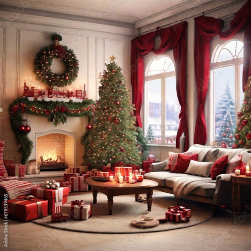 living room christmas background © YH
