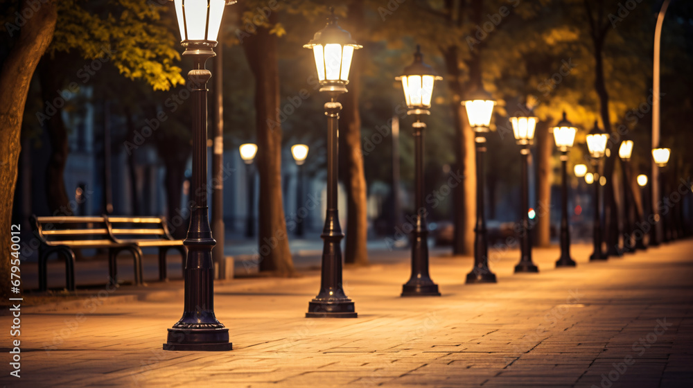 A row of street lamps