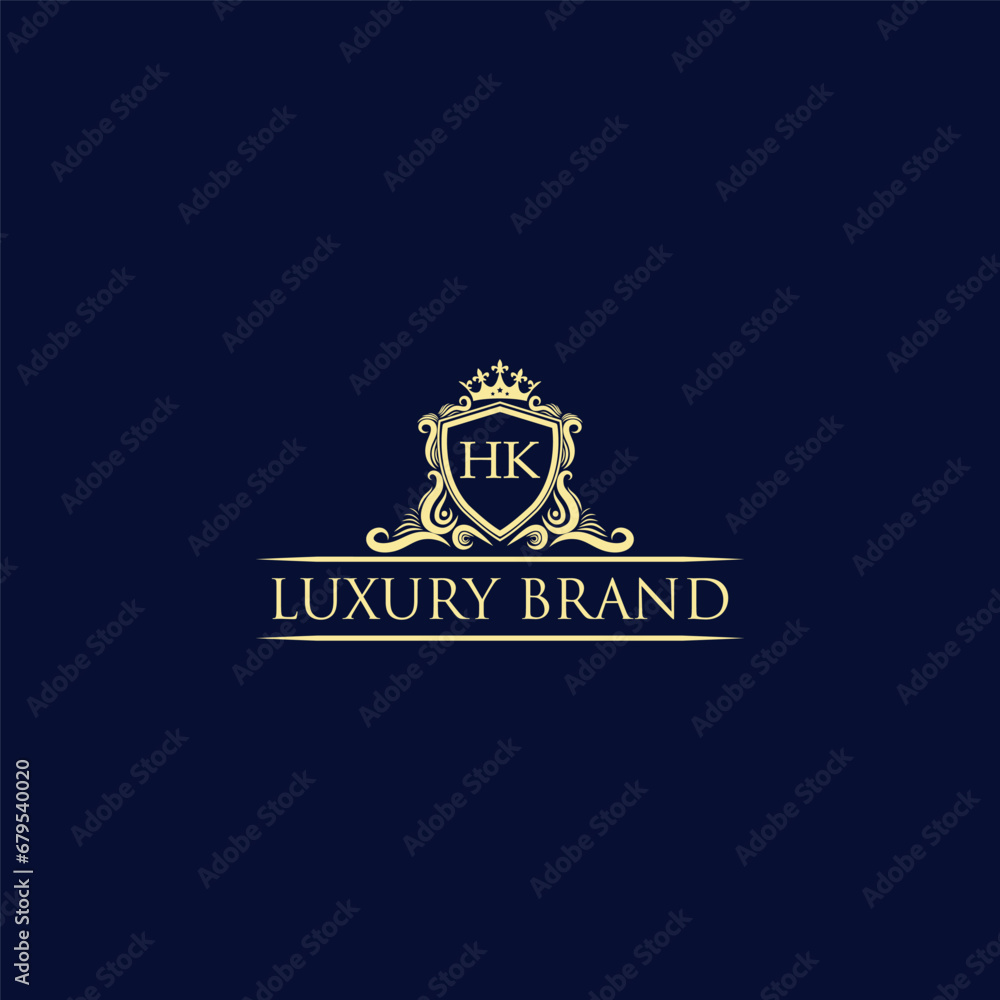 HK Luxury lion crest logo - royal lion vector template