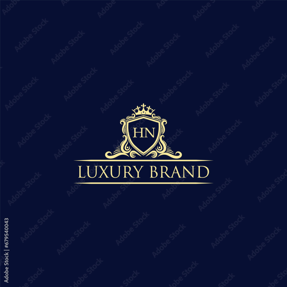 HN Luxury lion crest logo - royal lion vector template