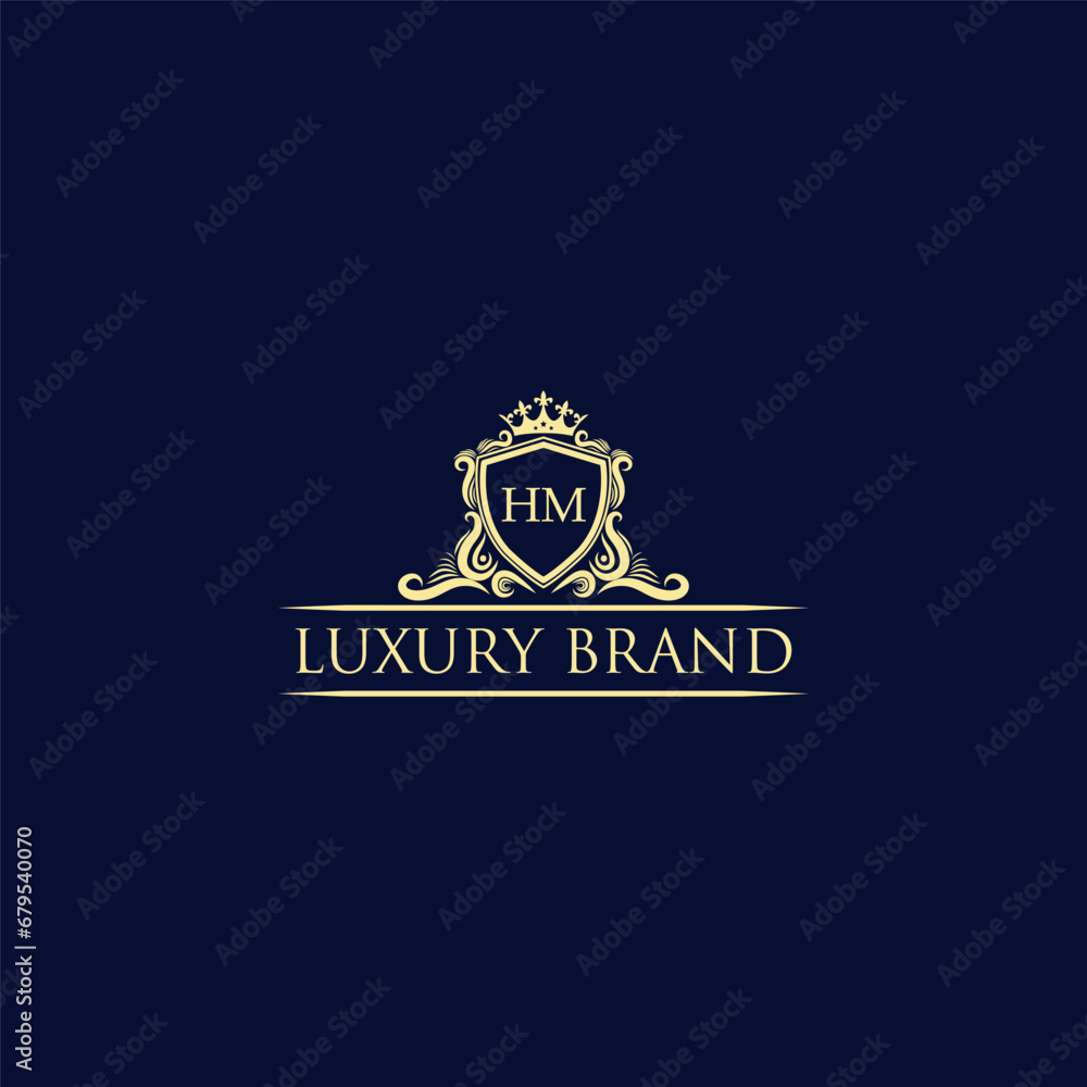 Naklejka premium HM Luxury lion crest logo - royal lion vector template