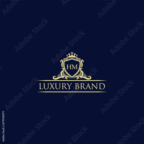 HM Luxury lion crest logo - royal lion vector template