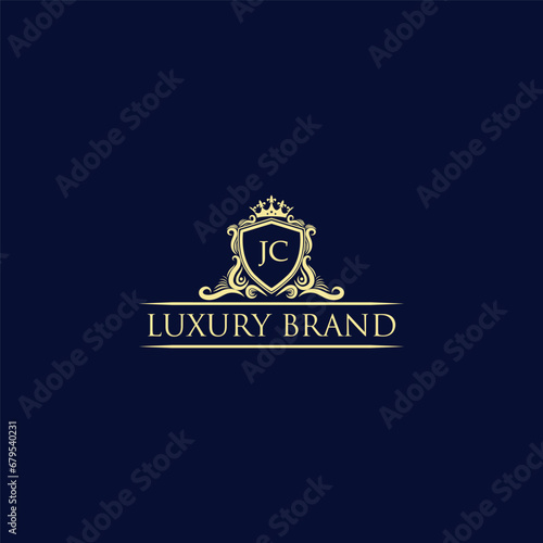 JC Luxury lion crest logo - royal lion vector template