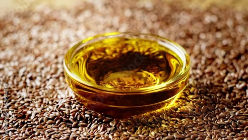 Flaxseed oil, linseed oil. 4k video footage
