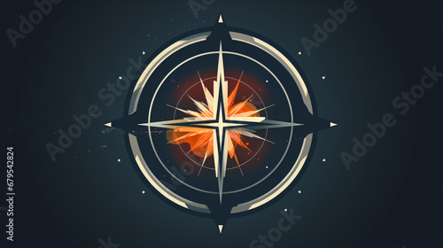 Vector compass logo in which a rocket is integrated