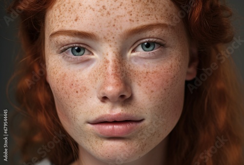 young woman with freckles on the face
