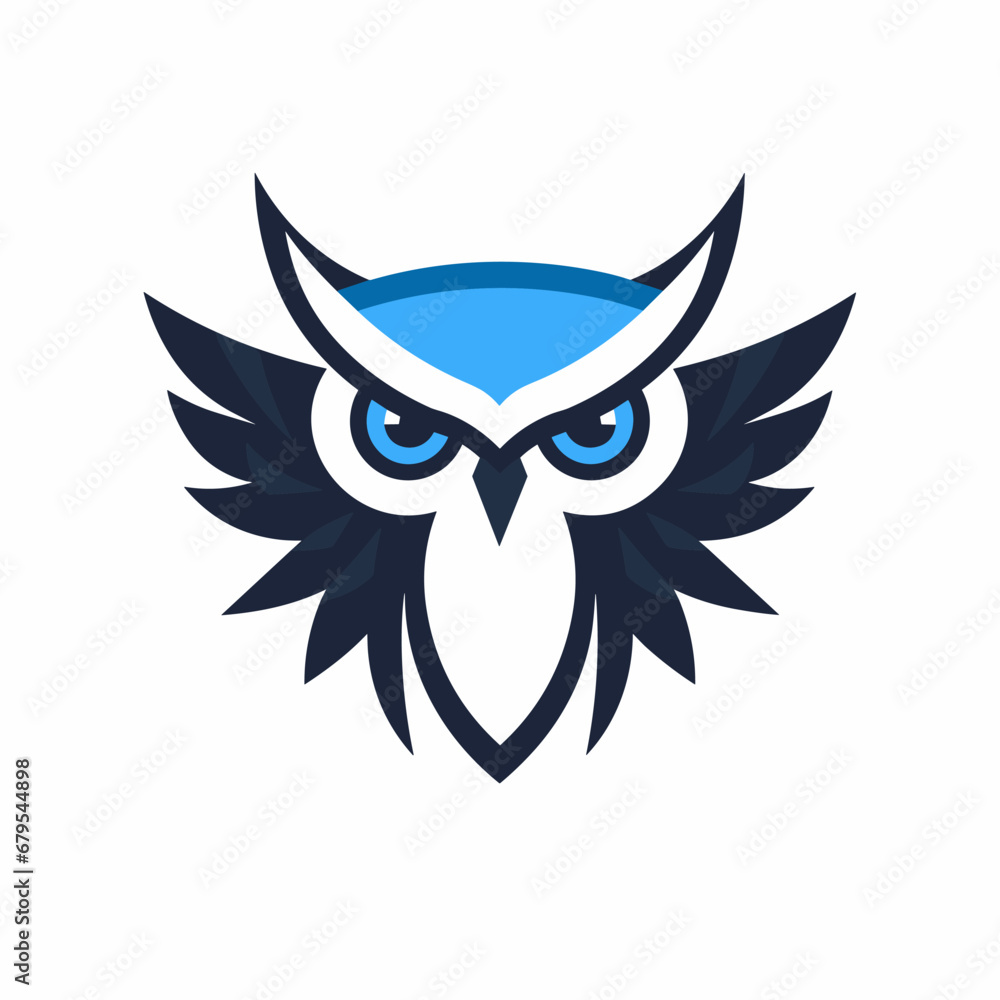 Software development courses filled blue logo. Intelligence business value. Simple minimalist owl icon. Design element. Created with artificial intelligence. Ai art for corporate branding