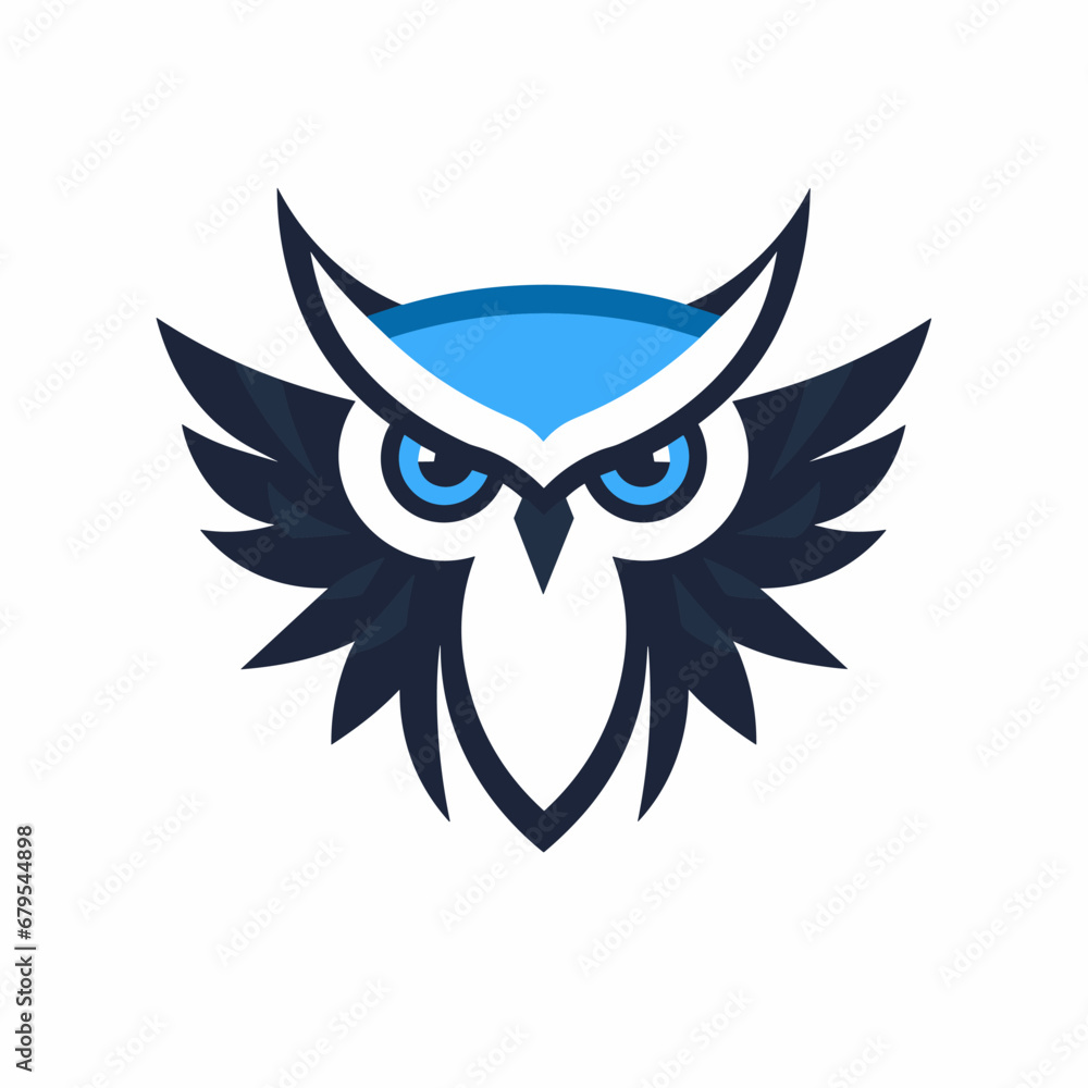 Software development courses filled blue logo. Intelligence business value. Simple minimalist owl icon. Design element. Created with artificial intelligence. Ai art for corporate branding Software development courses filled blue logo. Intelligence business value. Simple minimalist owl icon. Design element. Created with artificial intelligence. Ai art for corporate branding
