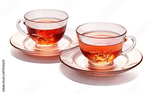 Glass Tea Cups and Saucers On Transparent PNG