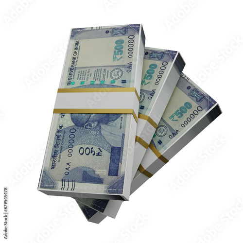 New Indian Currency in Indian rupee notes. bundles of Indian currency notes