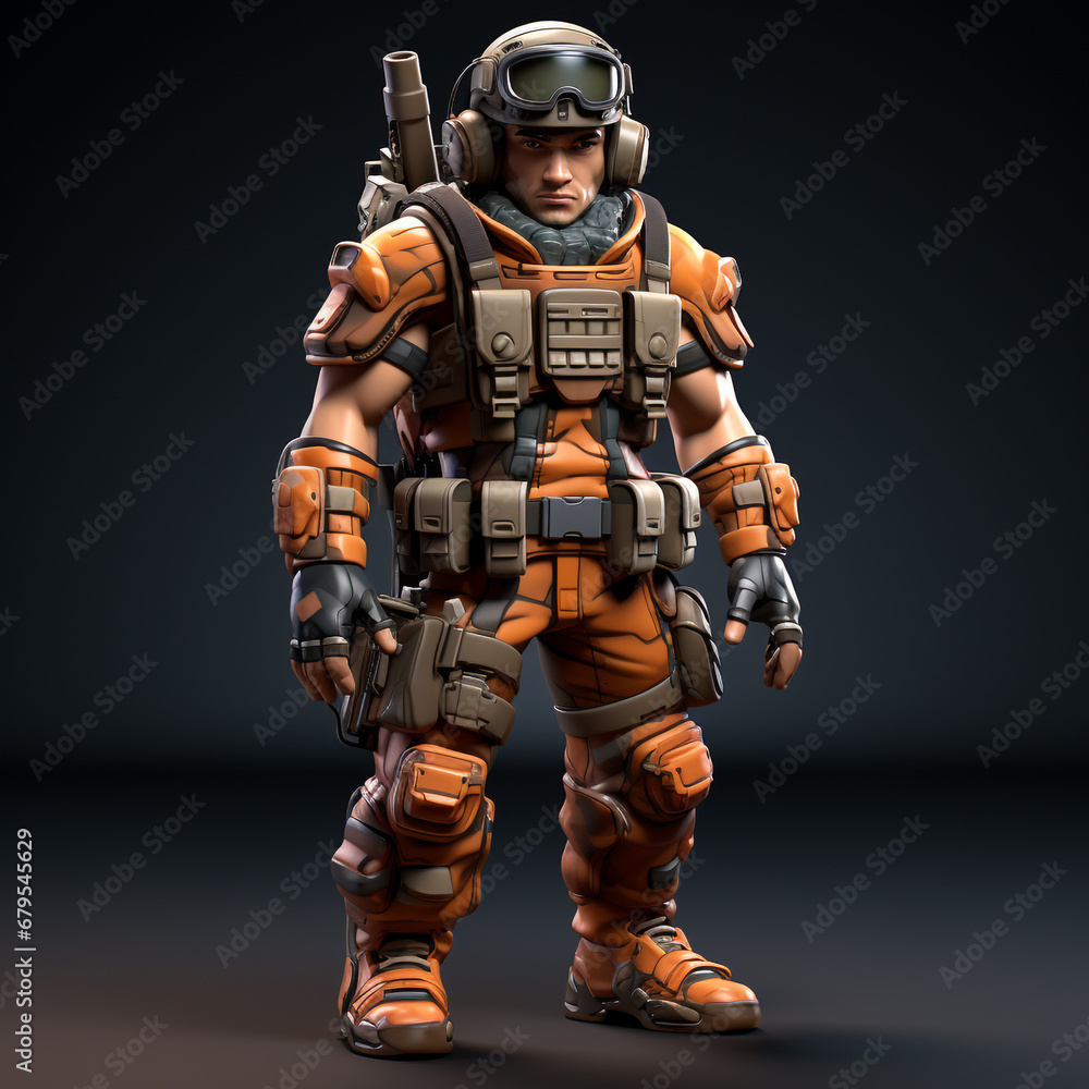 3D cartoon of an soldier 3D cartoon of an soldier